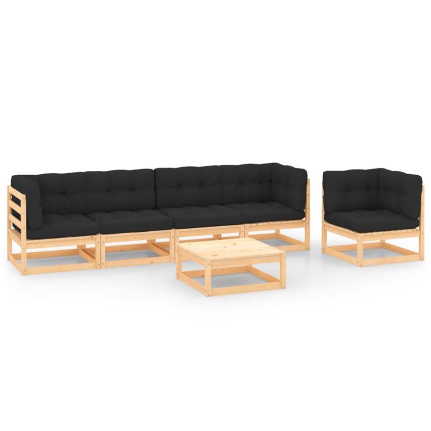 Vidaxl set divani giardino 6 pz con cuscini in legno massello di pino