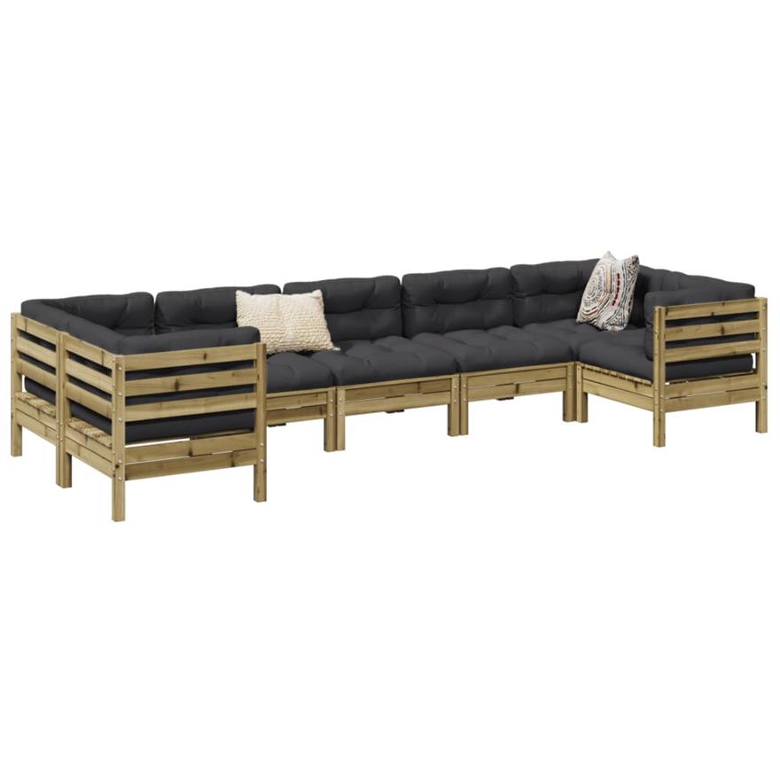 Vidaxl set divani da giardino 7pz con cuscini legno impregnato di pino