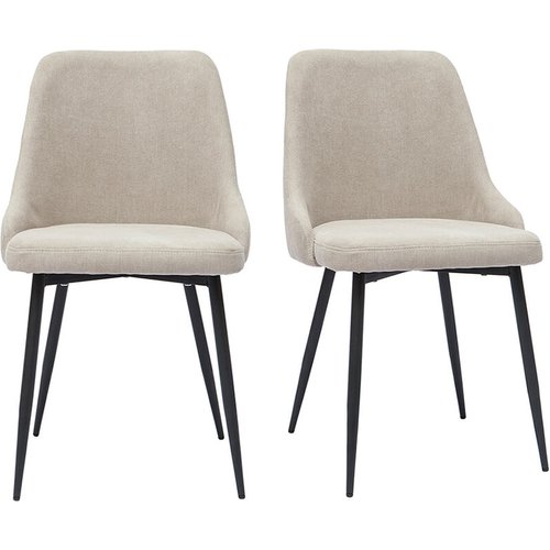 Miliboo sedie design tessuto effetto velluto naturale e metallo nero (set di 2) cult