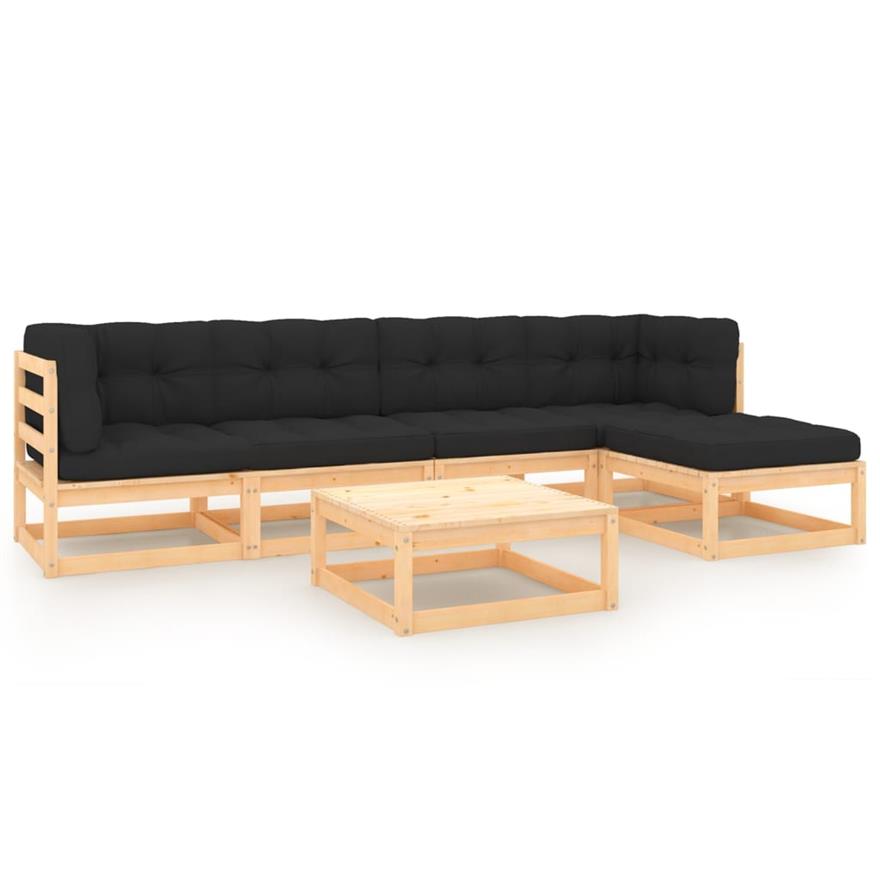 Vidaxl set divani giardino 6 pz con cuscini in legno massello di pino